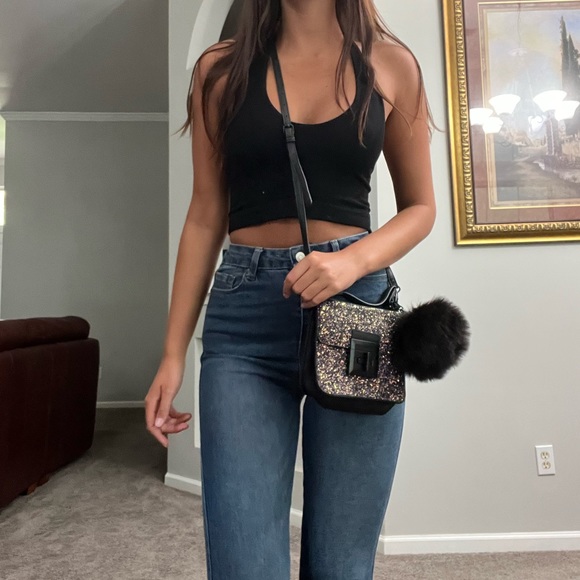 Black Sparkly Aldo Adjustable Strap Purse - Picture 1 of 10